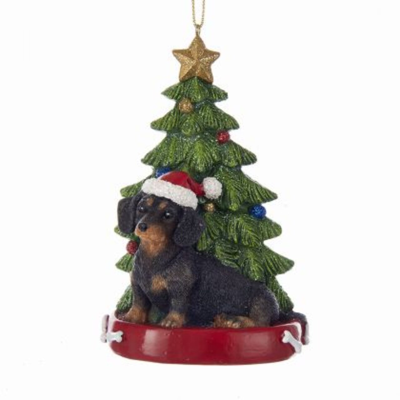KSA Pack of 6 Dachshund Sitting with Glittered Tree Christmas Ornaments for Personalization 4.25"